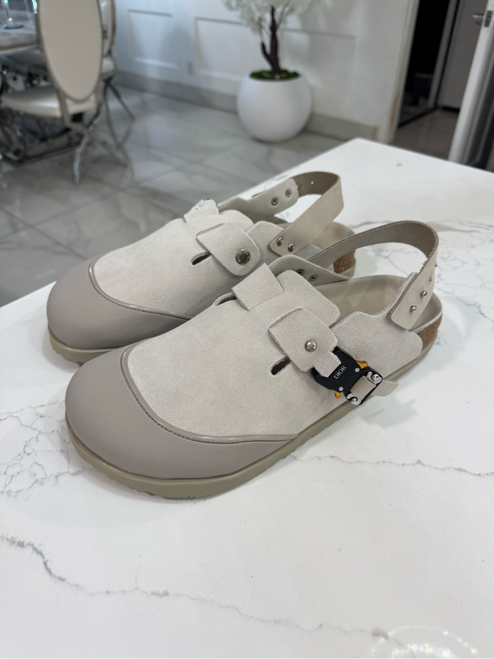 Dior Beige Suede & Leather Slingback Sandals